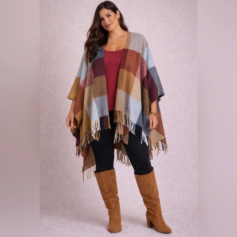 Cozy Luxe Plaid Shawl Wrap| OS - Picture 1 of 9